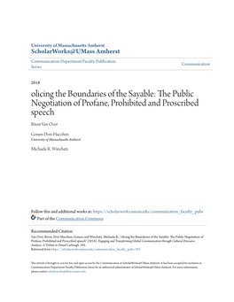 The Public Negotiation of Profane, Prohibited and Proscribed Speech Brion Van Over