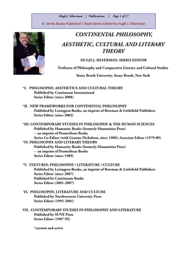 Continental Philosophy, Aesthetic, Cultural and Literary Theory
