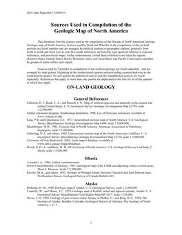 Sources Used in Compilation of the Geologic Map of North America