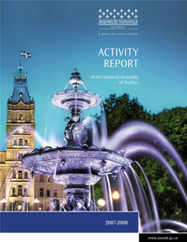 ACTIVITY REPORT of the National Assembly of Québec