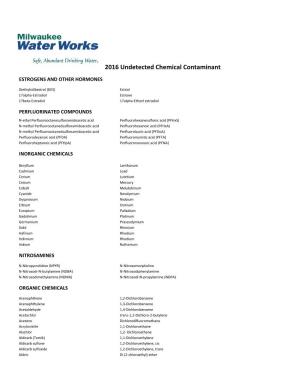 2016 Undetected Chemical Contaminant