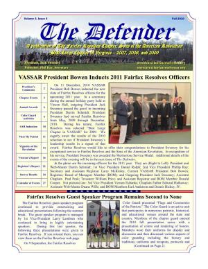 VASSAR President Bowen Inducts 2011 Fairfax Resolves Officers