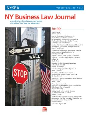 NY Business Law Journal a Publication of the Business Law Section of the New York State Bar Association Inside Headnotes 6 (David L