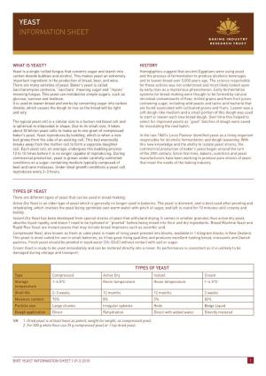 Yeast Information Sheet
