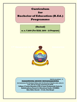 Curriculum for Bachelor of Education (B.Ed.) Programme