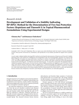 Research Article Development and Validation of a Stability Indicating