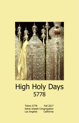 High Holy Days 5778