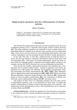 Rigid-Analytic Geometry and Abelian Varieties