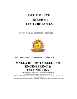 E-Commerce [R15a0571] Lecture Notes