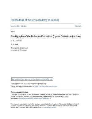 Stratigraphy of the Dubuque Formation (Upper Ordovician) in Iowa