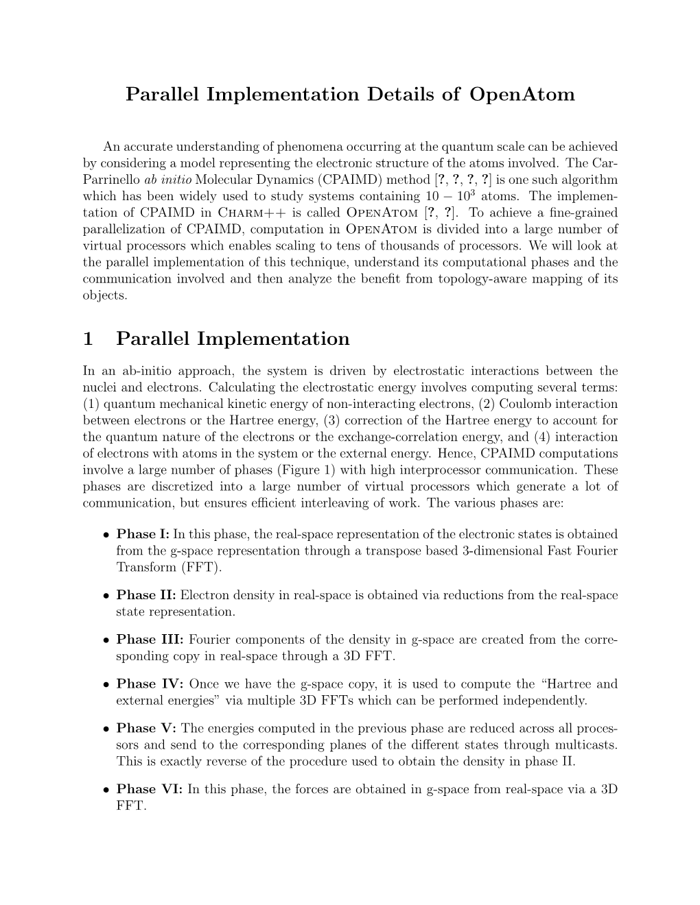 Parallel Implementation Details of Openatom 1 Parallel Implementation