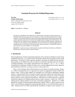 Gaussian Processes for Ordinal Regression