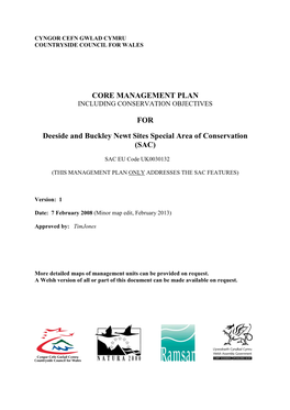 2013 02 06 Deeside & Buckley Newt Sites SAC Management Plan Eng