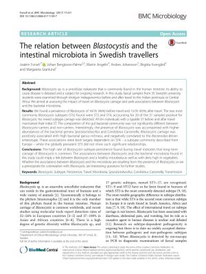 The Relation Between Blastocystis and the Intestinal Microbiota in Swedish