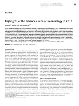 Highlights of the Advances in Basic Immunology in 2011