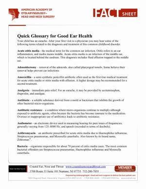 Quick Glossary for Good Ear Health Your Child Has an Earache