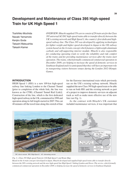 Development and Maintenance of Class 395 High-Speed Train for UK High Speed 1