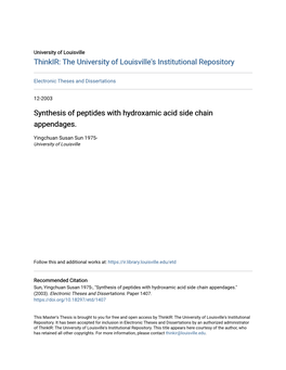 Synthesis of Peptides with Hydroxamic Acid Side Chain Appendages