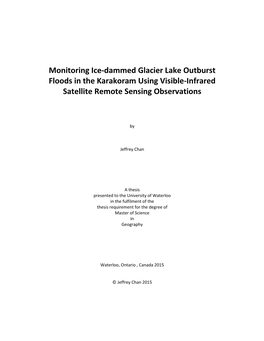 Monitoring Ice-Dammed Glacier Lake Outburst Floods in the Karakoram Using Visible-Infrared Satellite Remote Sensing Observations