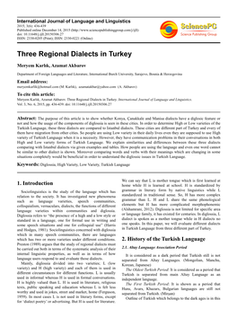 Three Regional Dialects in Turkey