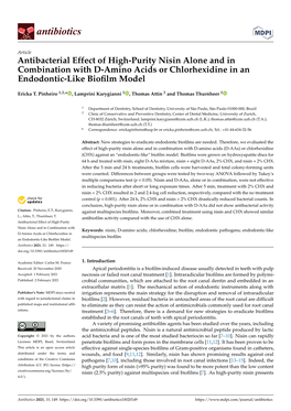 Antibacterial Effect of High-Purity Nisin Alone and in Combination with D-Amino Acids Or Chlorhexidine in an Endodontic-Like Bioﬁlm Model