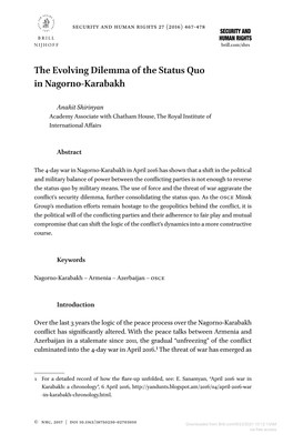 The Evolving Dilemma of the Status Quo in Nagorno-Karabakh