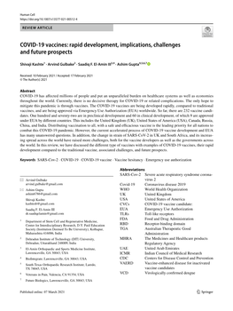 COVID-19 Vaccines: Rapid Development, Implications