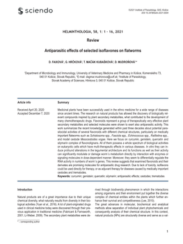 Review Antiparasitic Effects of Selected Isoflavones on Flatworms