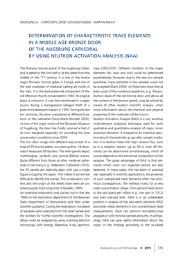 Determination of Characteristic Trace Elements in a Middle Age Bronze Door of the Augsburg Cathedral by Using Neutron Activation Analysis (Naa)