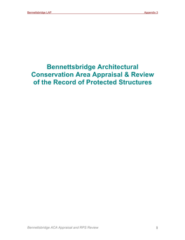 Bennettsbridge Architectural Conservation Area Appraisal & Review of the Record of Protected Structures