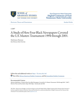 A Study of How Four Black Newspapers Covered the U.S. Masters Tournament 1994 Through 2001