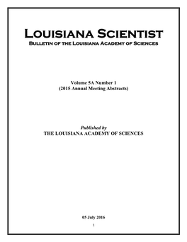 LOUISIANA SCIENTIST Vol. 5A No. 1