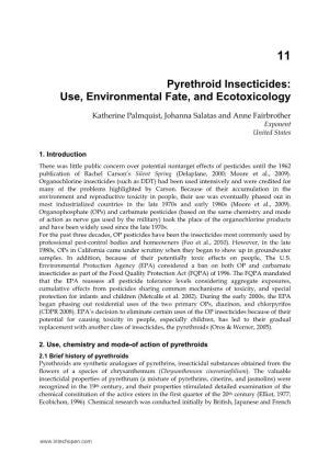 Pyrethroid Insecticides: Use, Environmental Fate, and Ecotoxicology