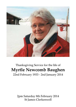 Myrtle Newcomb Baughen 22Nd February 1933 - 2Nd January 2014