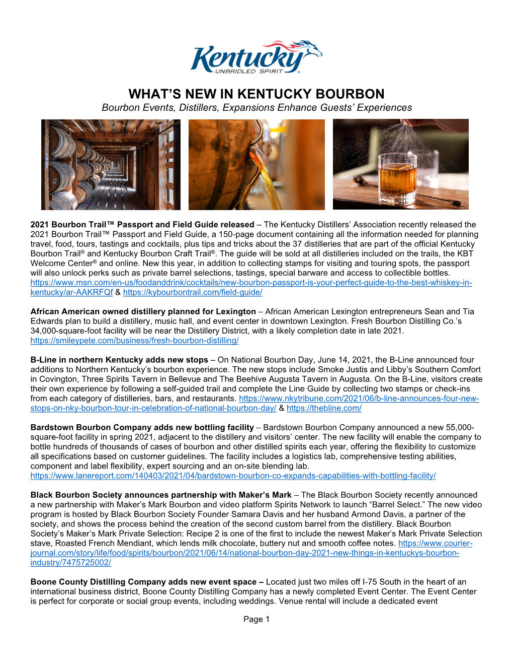 What's New in Kentucky Bourbon