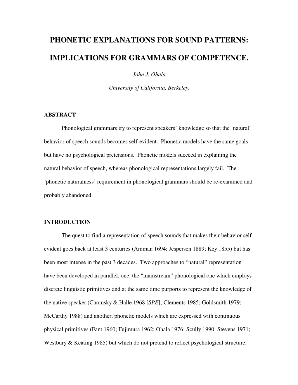 Phonetic Explanations for Sound Patterns: Implications for Grammars