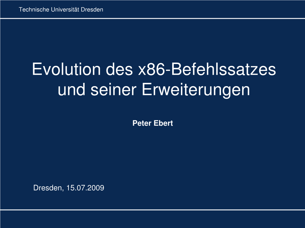 Evolution Des X86befehlssatzes Und Seiner Erweiterungen