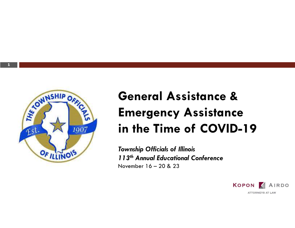 General Assistance & Emergency Assistance in the Time of COVID-19