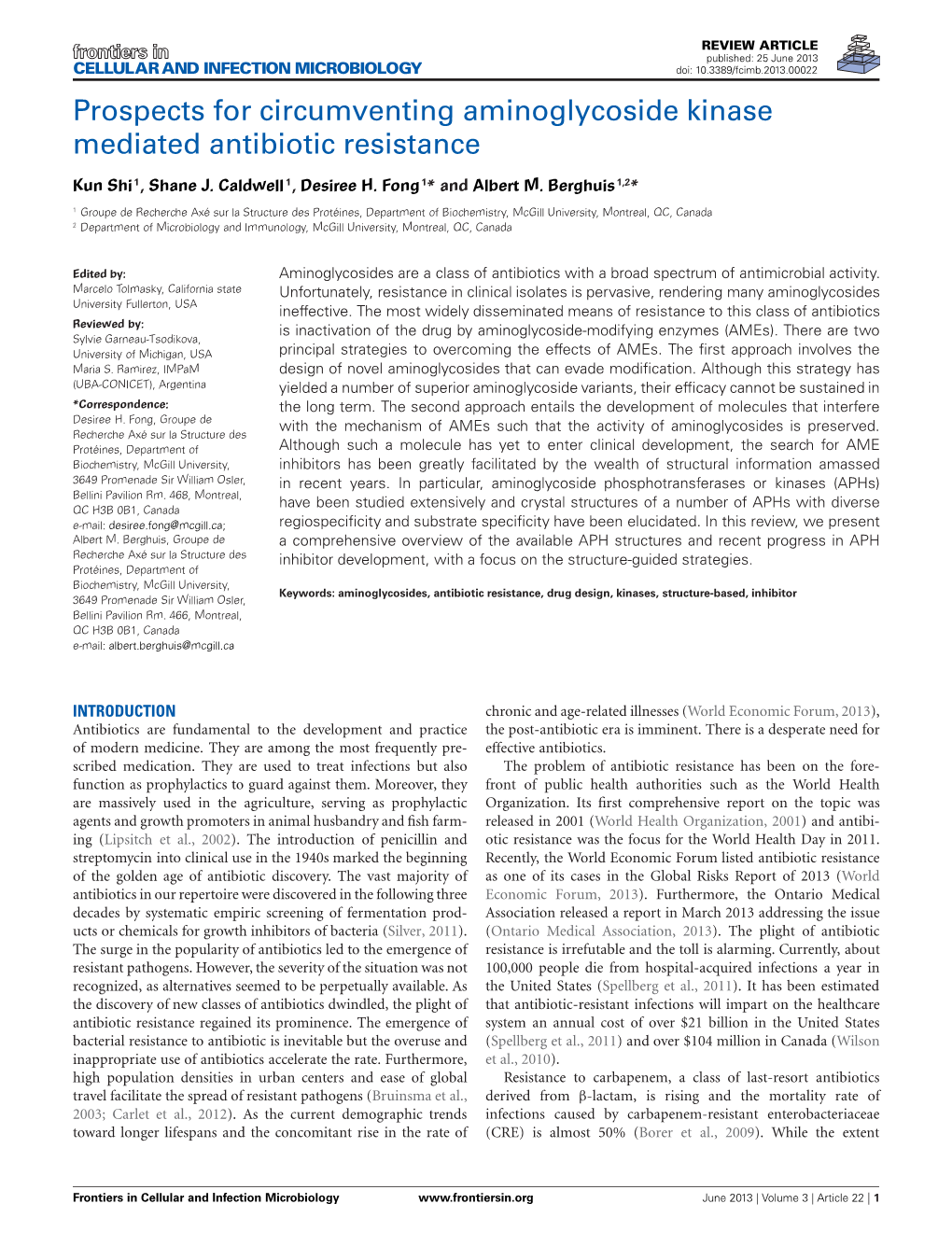 Prospects for Circumventing Aminoglycoside Kinase Mediated Antibiotic Resistance