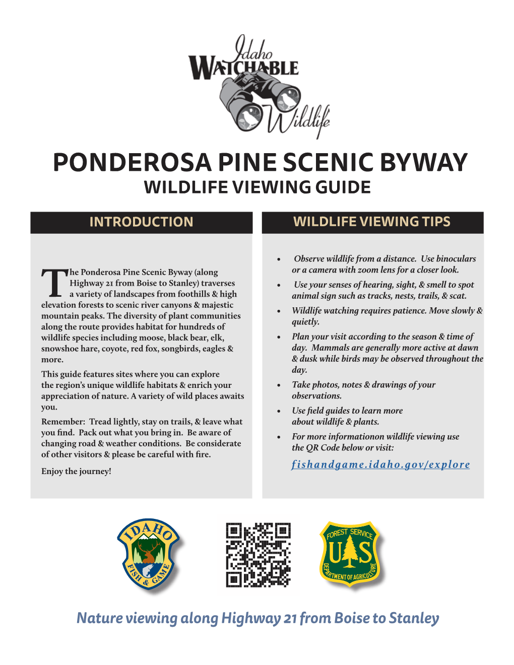 Ponderosa Pine Scenic Byway Wildlife Viewing Guide