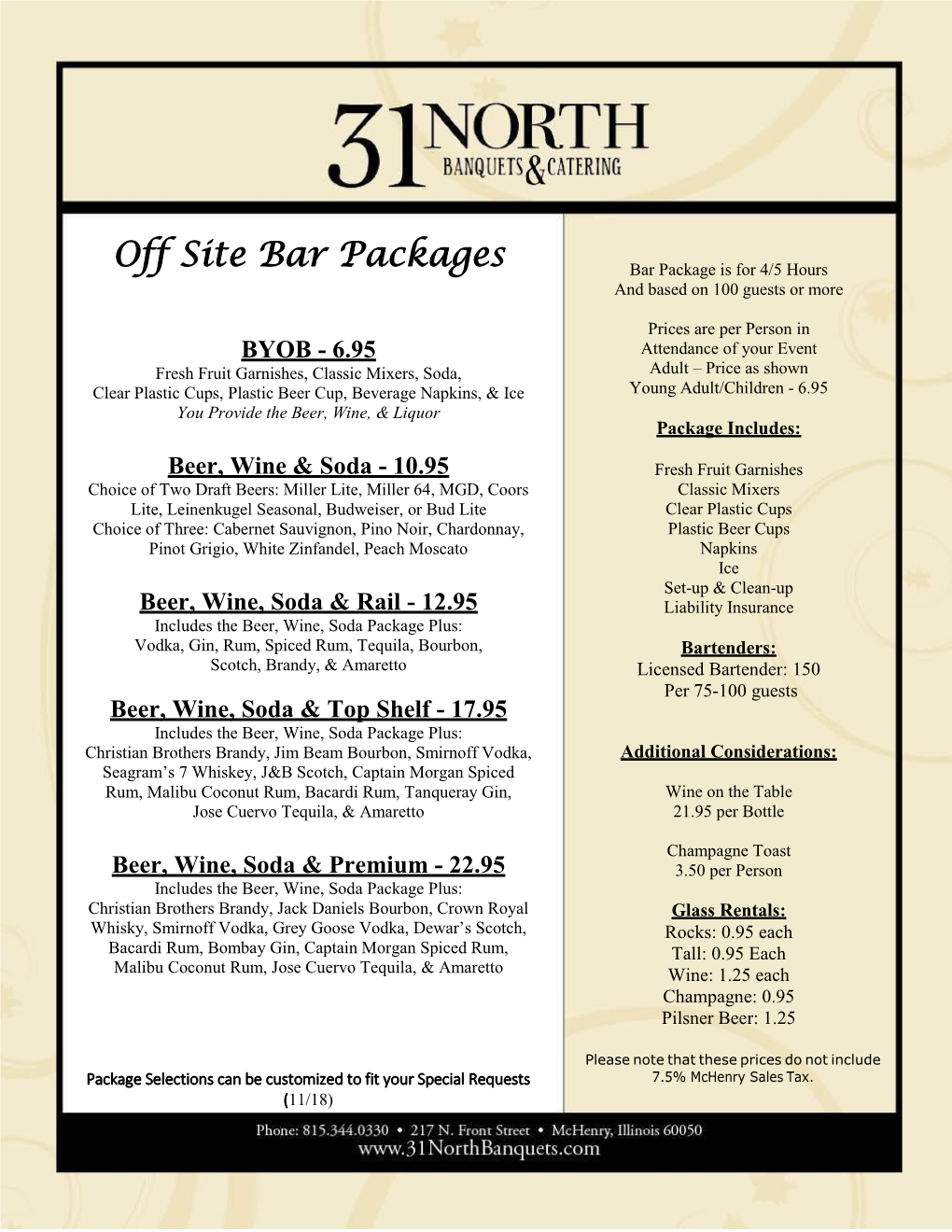 Bar Service Packages