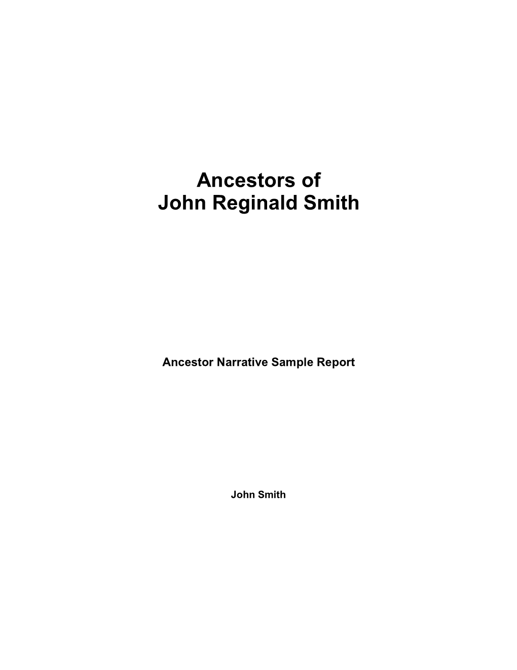 Ancestors of John Reginald Smith