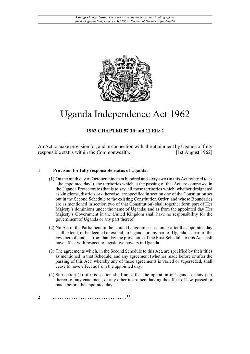 Uganda Independence Act 1962