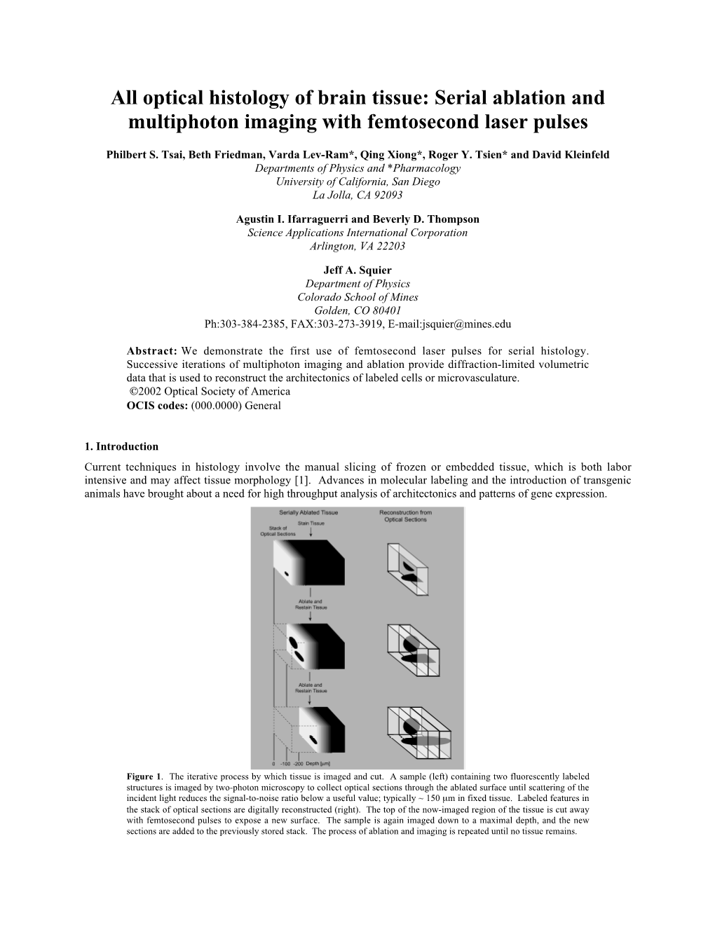 All Optical Histology of Brain Tissue: Serial Ablation and Multiphoton Imaging with Femtosecond Laser Pulses