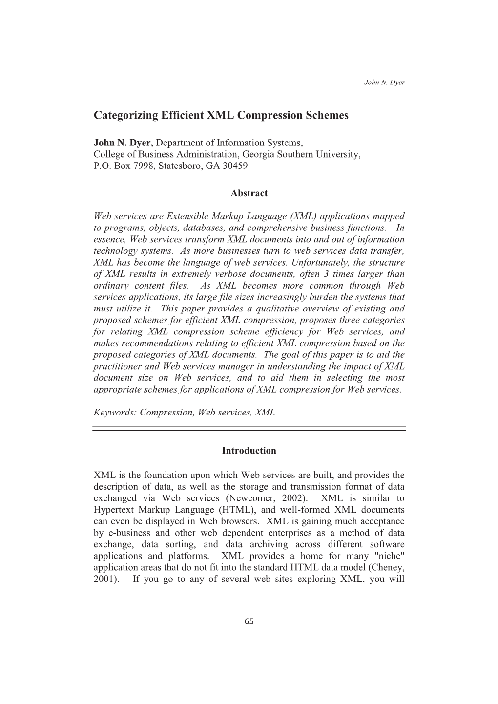 Categorizing Efficient XML Compression Schemes