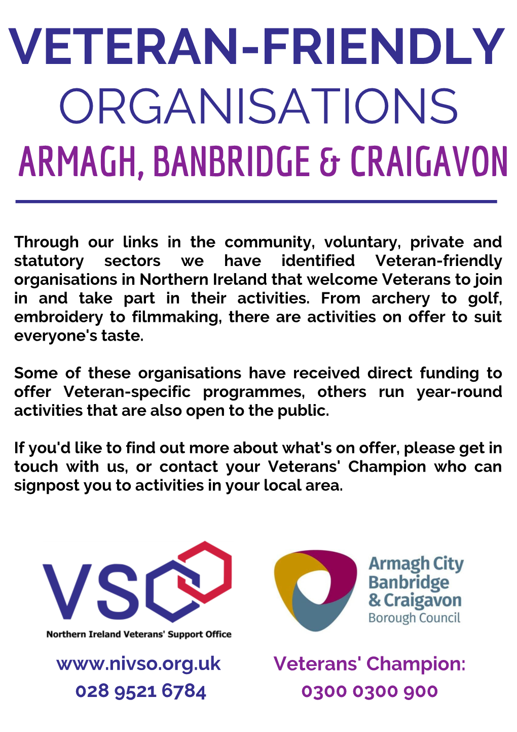 Veteran-Friendly Organisations in Armagh, Banbridge and Craigavon