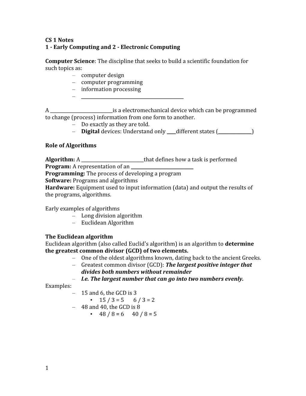 1 - Early Computing and 2 - Electronic Computing