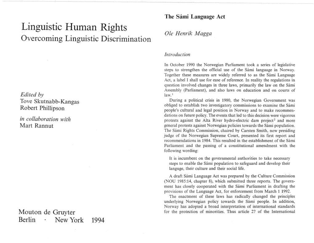 Linguistic Human Rights Ole Henrik Magga Overcoming Linguistic Discrimination