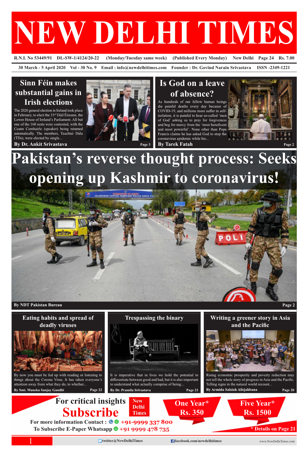 Pakistan's Reverse Thought Process: Seeks Opening up Kashmir To