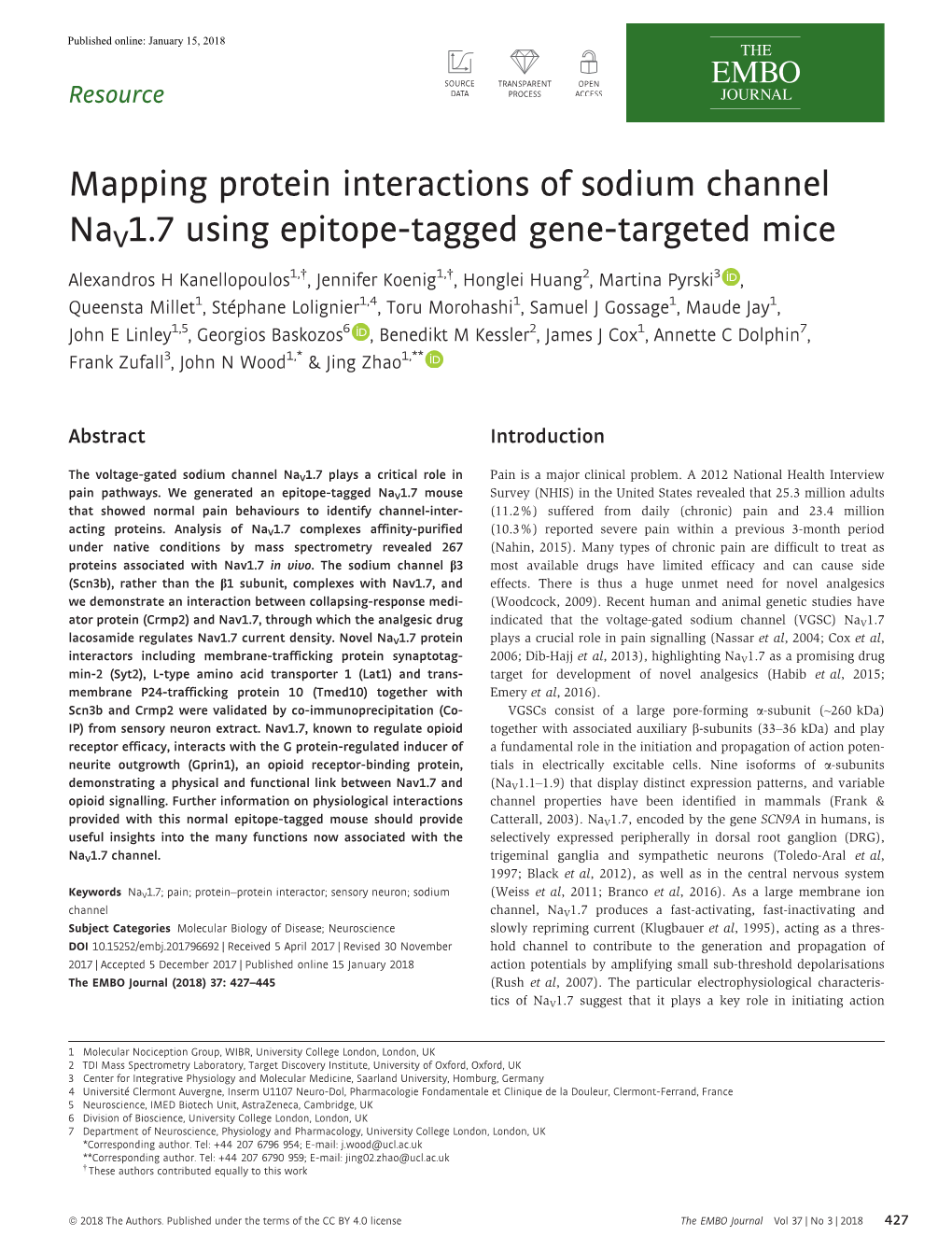 Mapping Protein Interactions of Sodium Channel